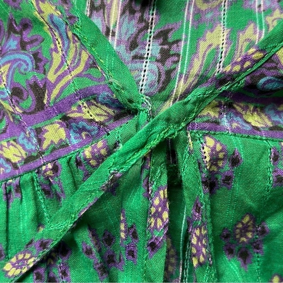 VERONICA BEARD Floral Paisley Smocked Flutter Short Sleeve Ruffled Mini Dress 8 - Picture 13 of 13